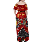 Personalized Gold Coast Suns Family Matching Off Shoulder Maxi Dress and Hawaiian Shirt Aboriginal Dot Painting Graffiti Style
