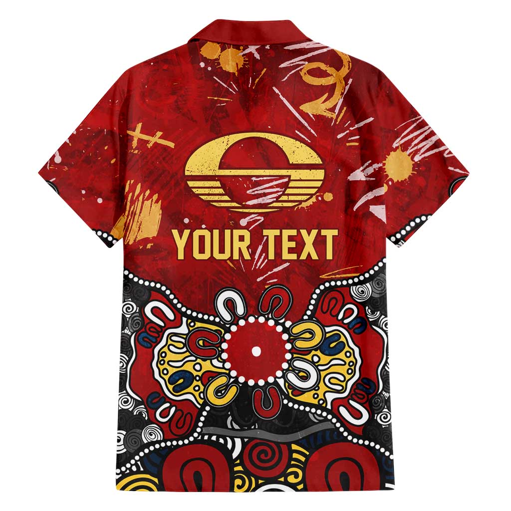 Personalized Gold Coast Suns Family Matching Off Shoulder Short Dress and Hawaiian Shirt Aboriginal Dot Painting Graffiti Style