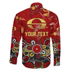 Personalized Gold Coast Suns Family Matching Off Shoulder Short Dress and Hawaiian Shirt Aboriginal Dot Painting Graffiti Style