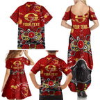 Personalized Gold Coast Suns Family Matching Summer Maxi Dress and Hawaiian Shirt Aboriginal Dot Painting Graffiti Style