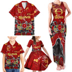 Personalized Gold Coast Suns Family Matching Tank Maxi Dress and Hawaiian Shirt Aboriginal Dot Painting Graffiti Style