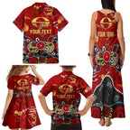 Personalized Gold Coast Suns Family Matching Tank Maxi Dress and Hawaiian Shirt Aboriginal Dot Painting Graffiti Style