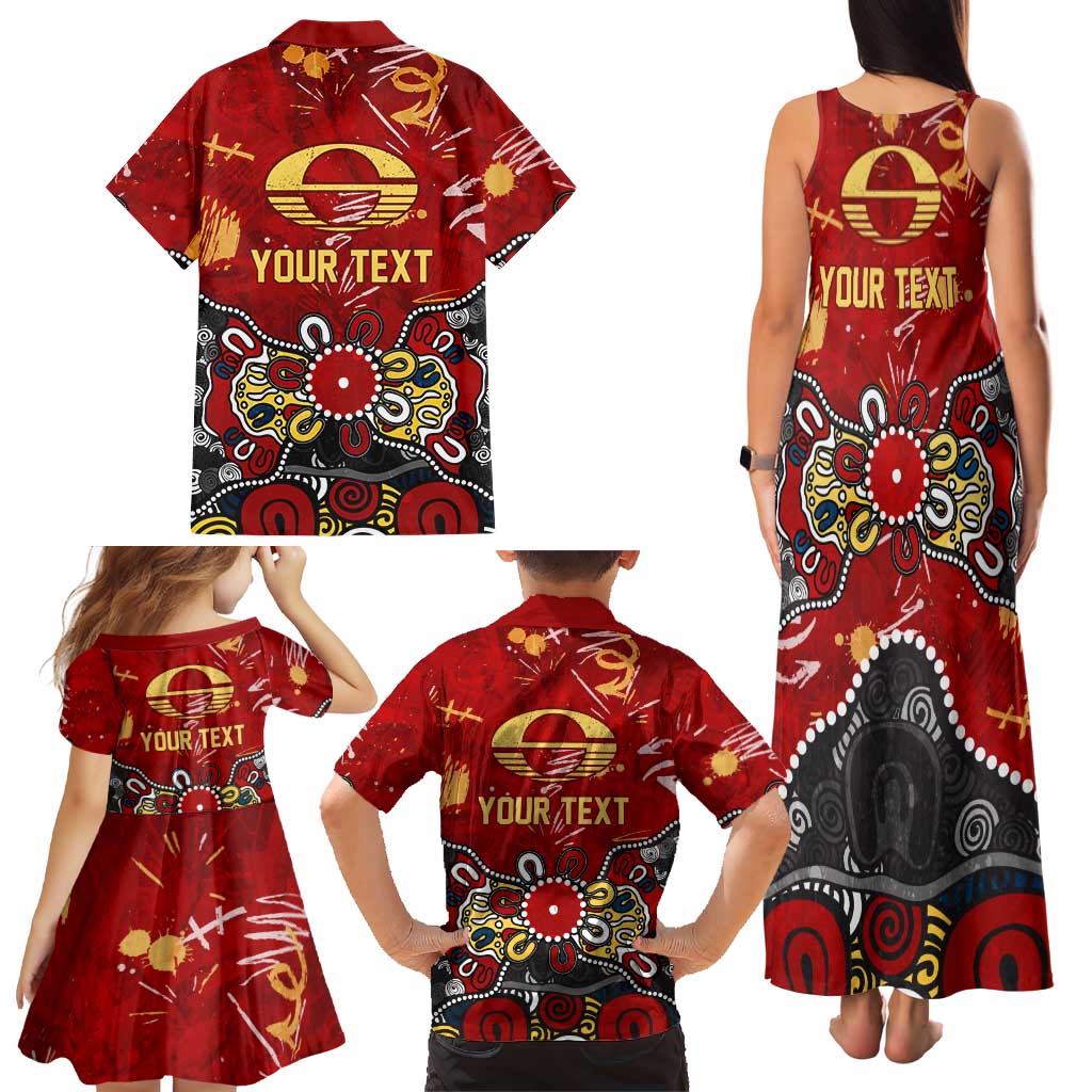Personalized Gold Coast Suns Family Matching Tank Maxi Dress and Hawaiian Shirt Aboriginal Dot Painting Graffiti Style