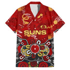 Personalized Gold Coast Suns Family Matching Tank Maxi Dress and Hawaiian Shirt Aboriginal Dot Painting Graffiti Style