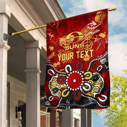 Personalized Gold Coast Suns Garden Flag Aboriginal Dot Painting Graffiti Style