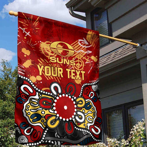 Personalized Gold Coast Suns Garden Flag Aboriginal Dot Painting Graffiti Style