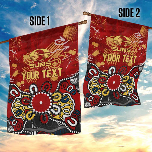Personalized Gold Coast Suns Garden Flag Aboriginal Dot Painting Graffiti Style