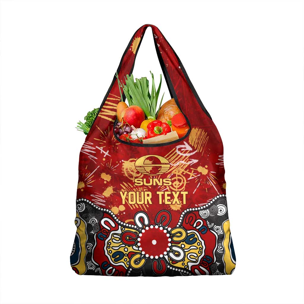 Personalized Gold Coast Suns Grocery Bag Aboriginal Dot Painting Graffiti Style