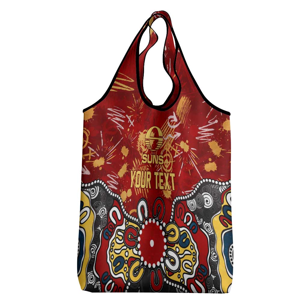 Personalized Gold Coast Suns Grocery Bag Aboriginal Dot Painting Graffiti Style