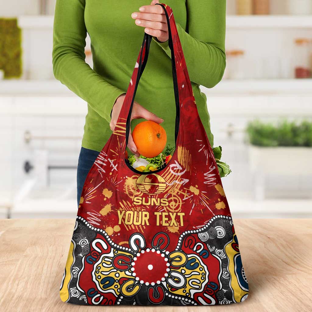 Personalized Gold Coast Suns Grocery Bag Aboriginal Dot Painting Graffiti Style