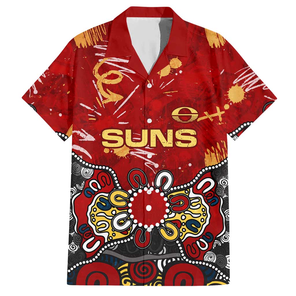 Personalized Gold Coast Suns Hawaiian Shirt Aboriginal Dot Painting Graffiti Style