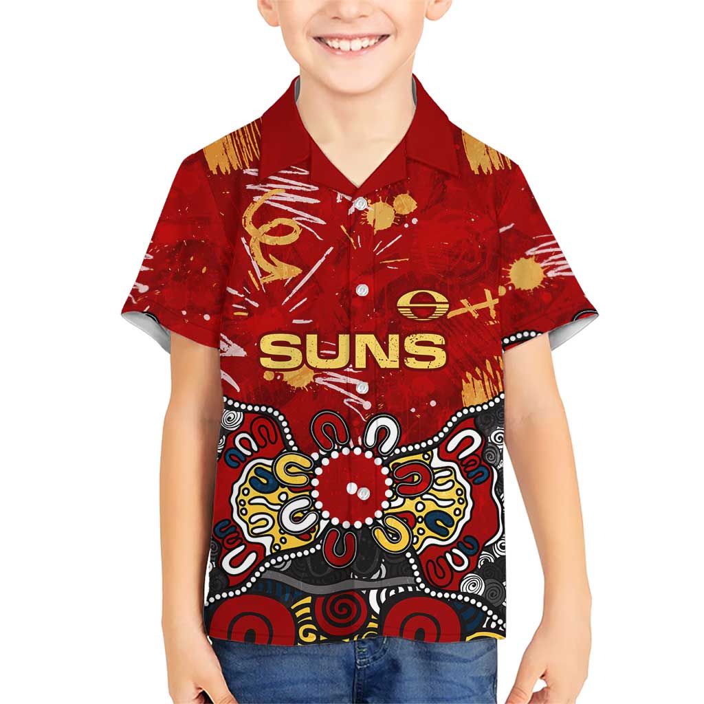 Personalized Gold Coast Suns Hawaiian Shirt Aboriginal Dot Painting Graffiti Style