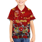 Personalized Gold Coast Suns Hawaiian Shirt Aboriginal Dot Painting Graffiti Style