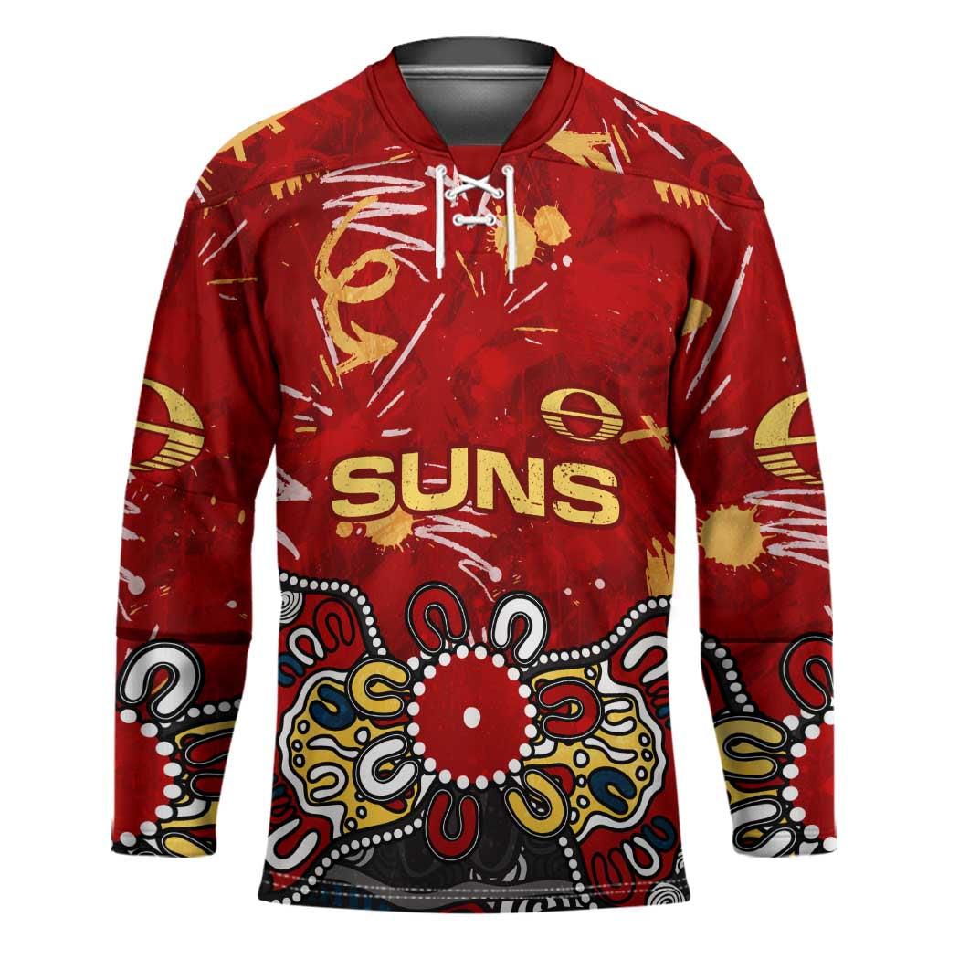 Personalized Gold Coast Suns Hockey Jersey Aboriginal Dot Painting Graffiti Style