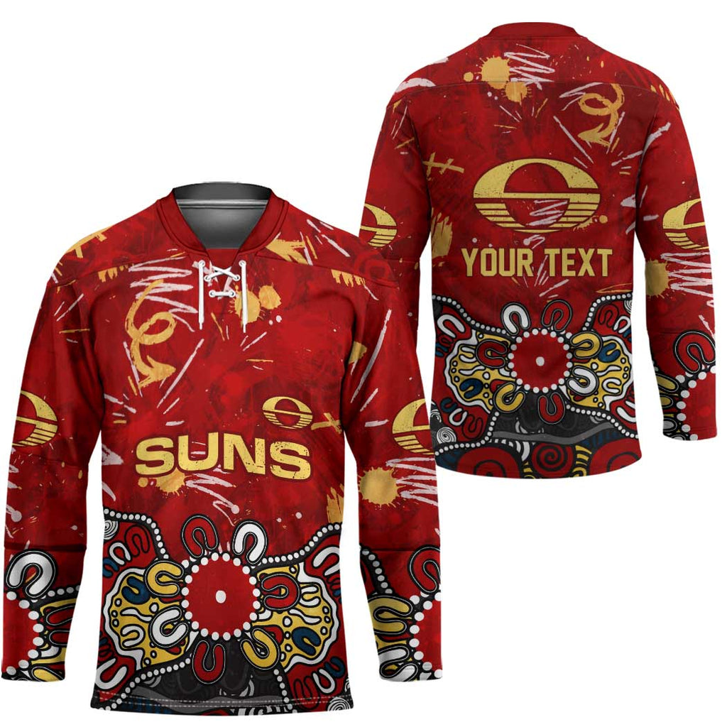 Personalized Gold Coast Suns Hockey Jersey Aboriginal Dot Painting Graffiti Style
