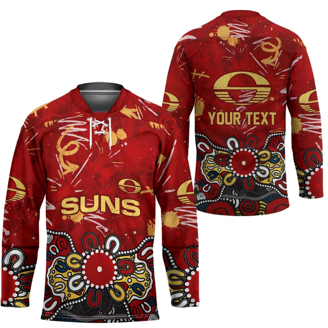Personalized Gold Coast Suns Hockey Jersey Aboriginal Dot Painting Graffiti Style