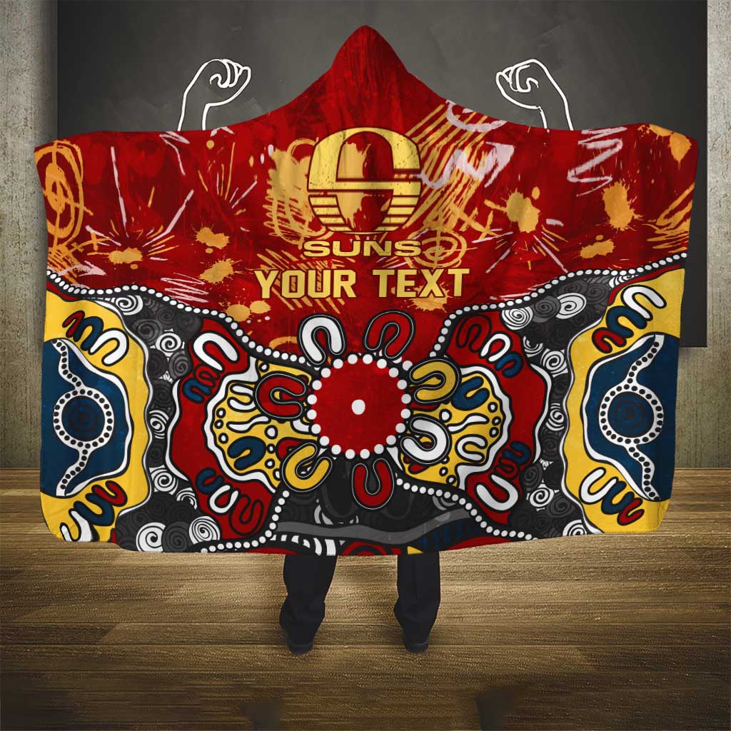 Personalized Gold Coast Suns Hooded Blanket Aboriginal Dot Painting Graffiti Style