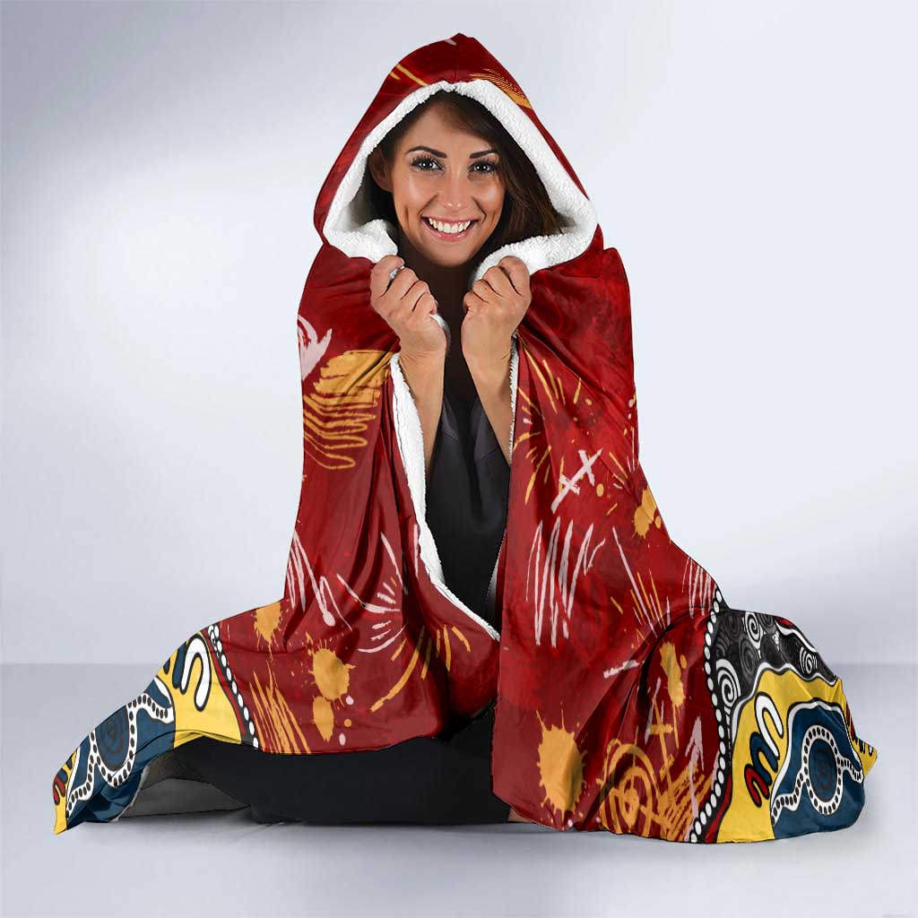 Personalized Gold Coast Suns Hooded Blanket Aboriginal Dot Painting Graffiti Style