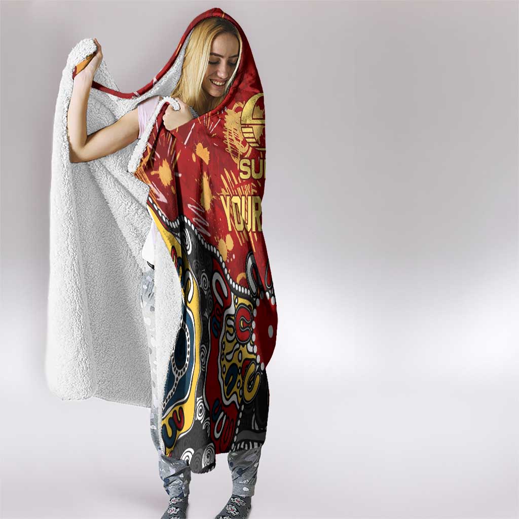 Personalized Gold Coast Suns Hooded Blanket Aboriginal Dot Painting Graffiti Style