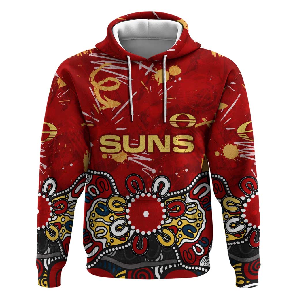 Personalized Gold Coast Suns Hoodie Aboriginal Dot Painting Graffiti Style