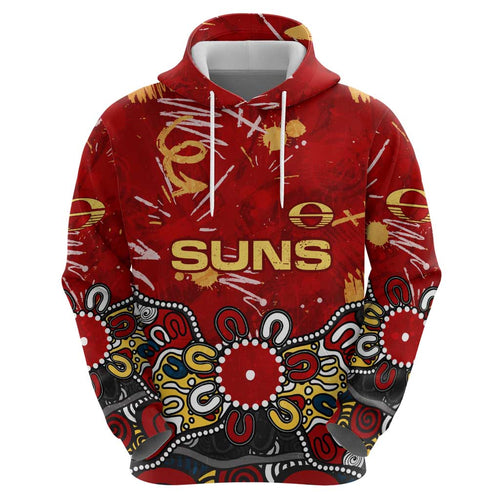 Personalized Gold Coast Suns Hoodie Aboriginal Dot Painting Graffiti Style