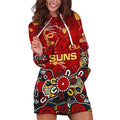 Personalized Gold Coast Suns Hoodie Dress Aboriginal Dot Painting Graffiti Style
