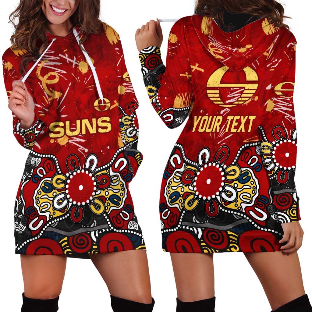 Personalized Gold Coast Suns Hoodie Dress Aboriginal Dot Painting Graffiti Style