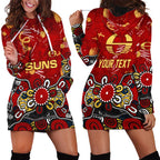 Personalized Gold Coast Suns Hoodie Dress Aboriginal Dot Painting Graffiti Style