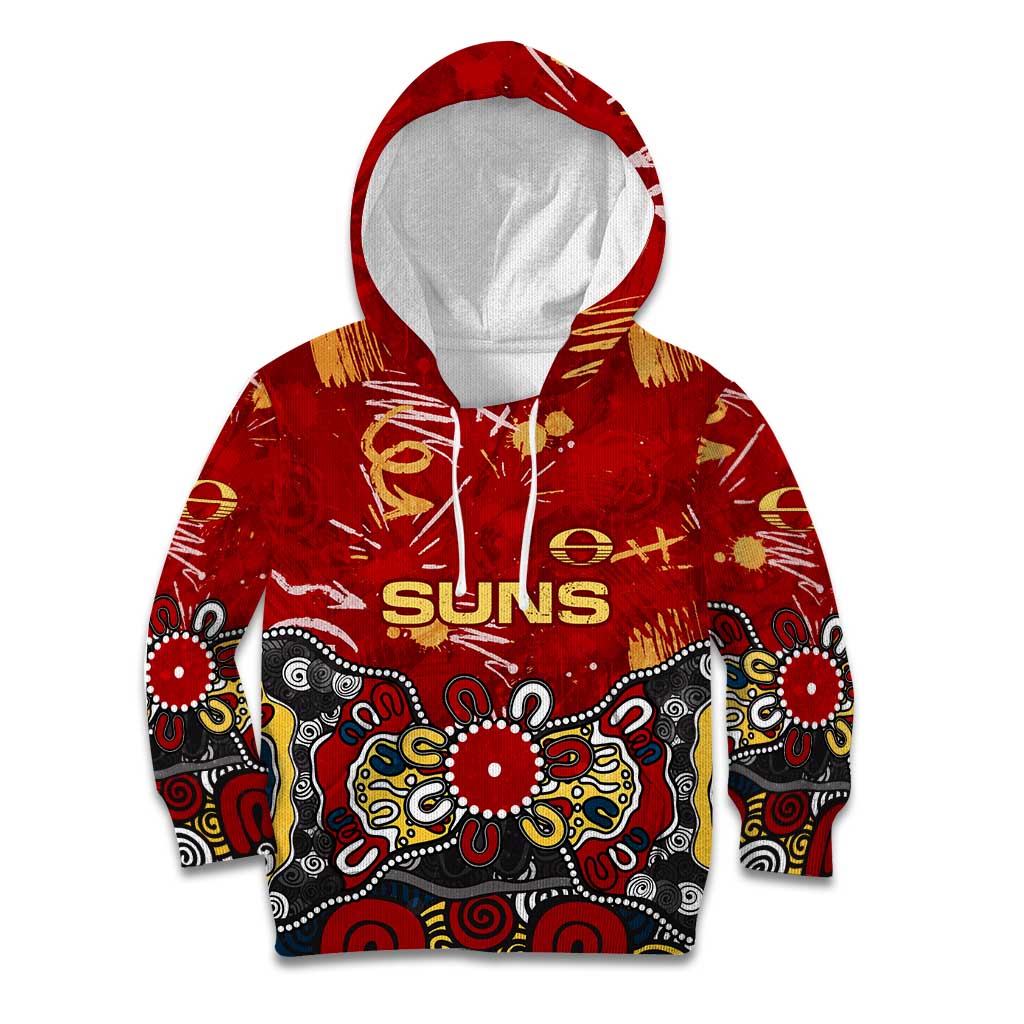 Personalized Gold Coast Suns Kid Hoodie Aboriginal Dot Painting Graffiti Style