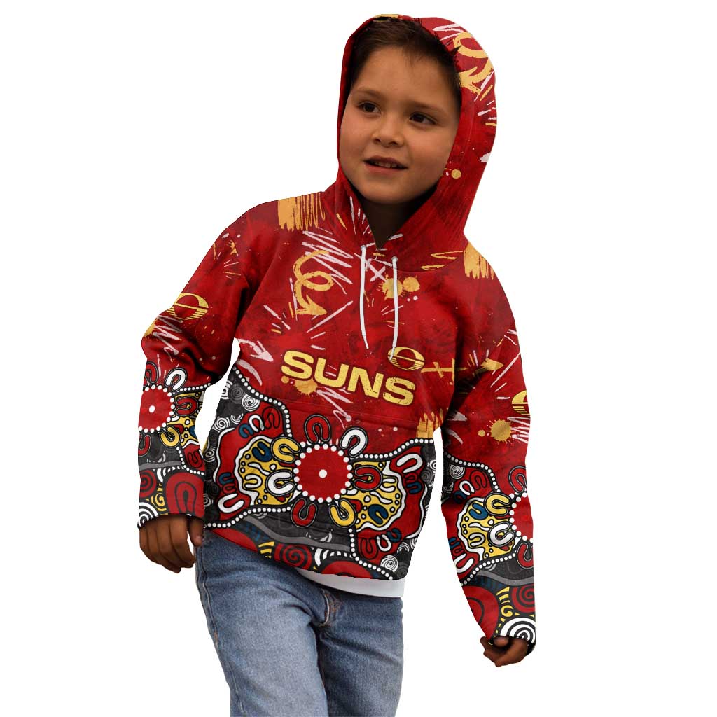 Personalized Gold Coast Suns Kid Hoodie Aboriginal Dot Painting Graffiti Style