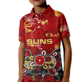Personalized Gold Coast Suns Kid Polo Shirt Aboriginal Dot Painting Graffiti Style