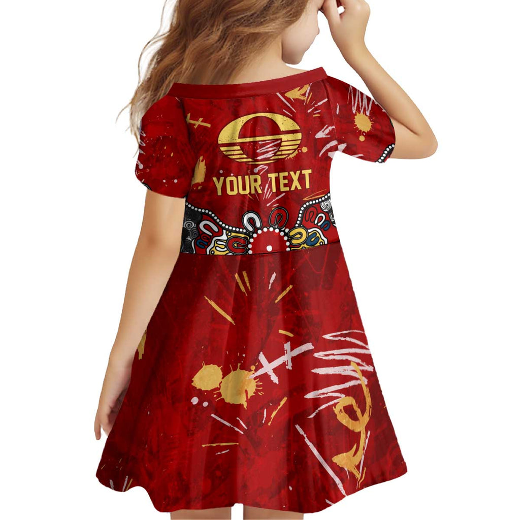 Personalized Gold Coast Suns Kid Short Sleeve Dress Aboriginal Dot Painting Graffiti Style