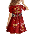 Personalized Gold Coast Suns Kid Short Sleeve Dress Aboriginal Dot Painting Graffiti Style