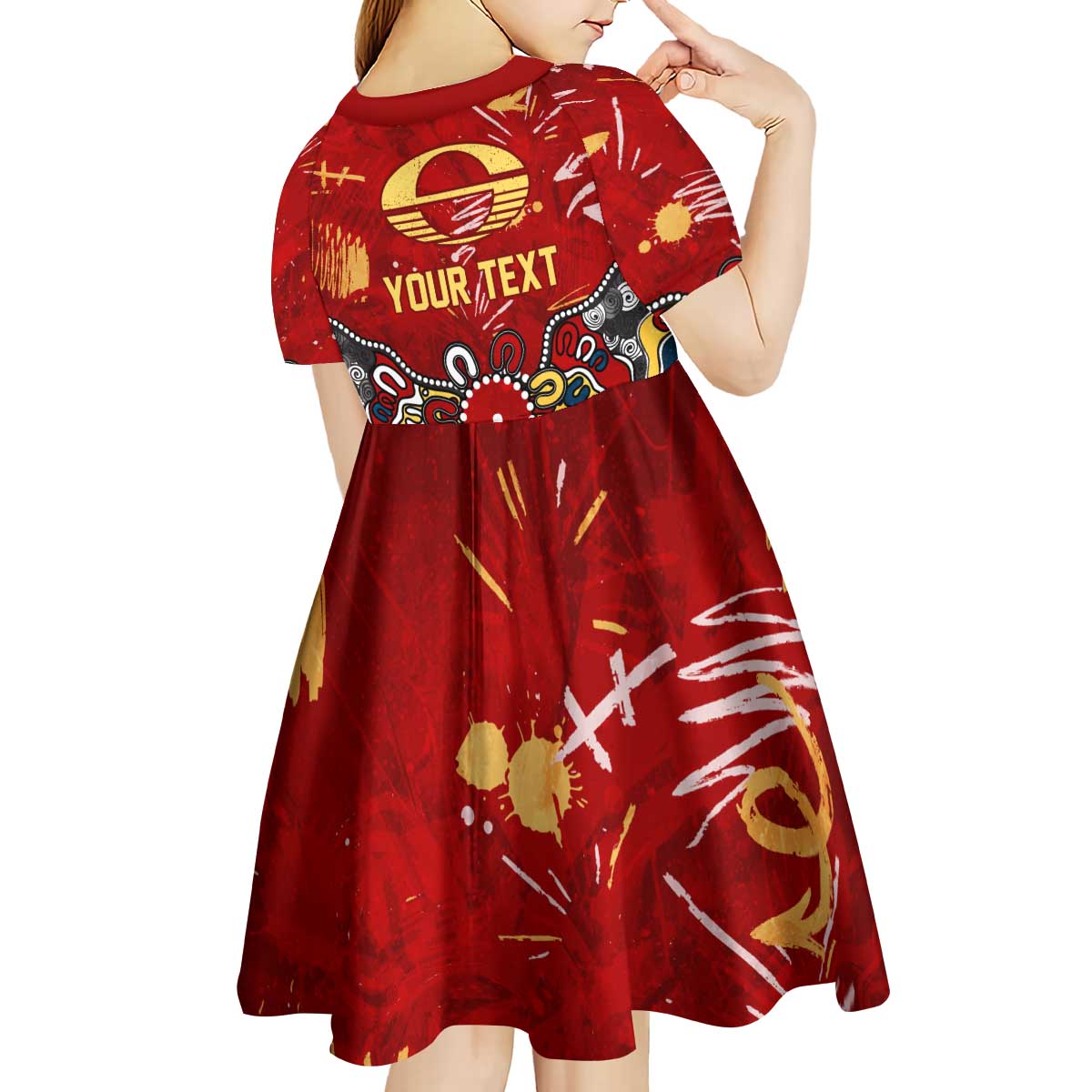 Personalized Gold Coast Suns Kid Short Sleeve Dress Aboriginal Dot Painting Graffiti Style