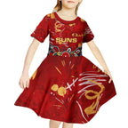 Personalized Gold Coast Suns Kid Short Sleeve Dress Aboriginal Dot Painting Graffiti Style