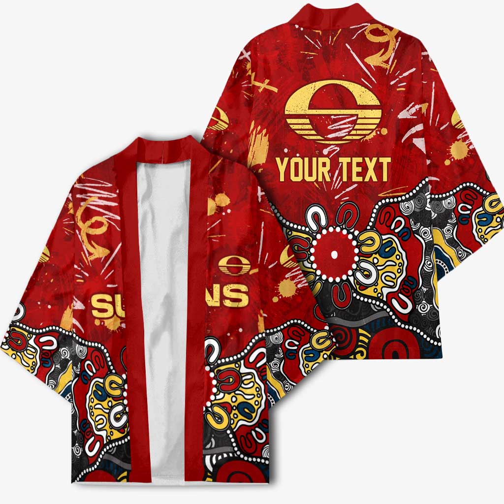Personalized Gold Coast Suns Kimono Aboriginal Dot Painting Graffiti Style