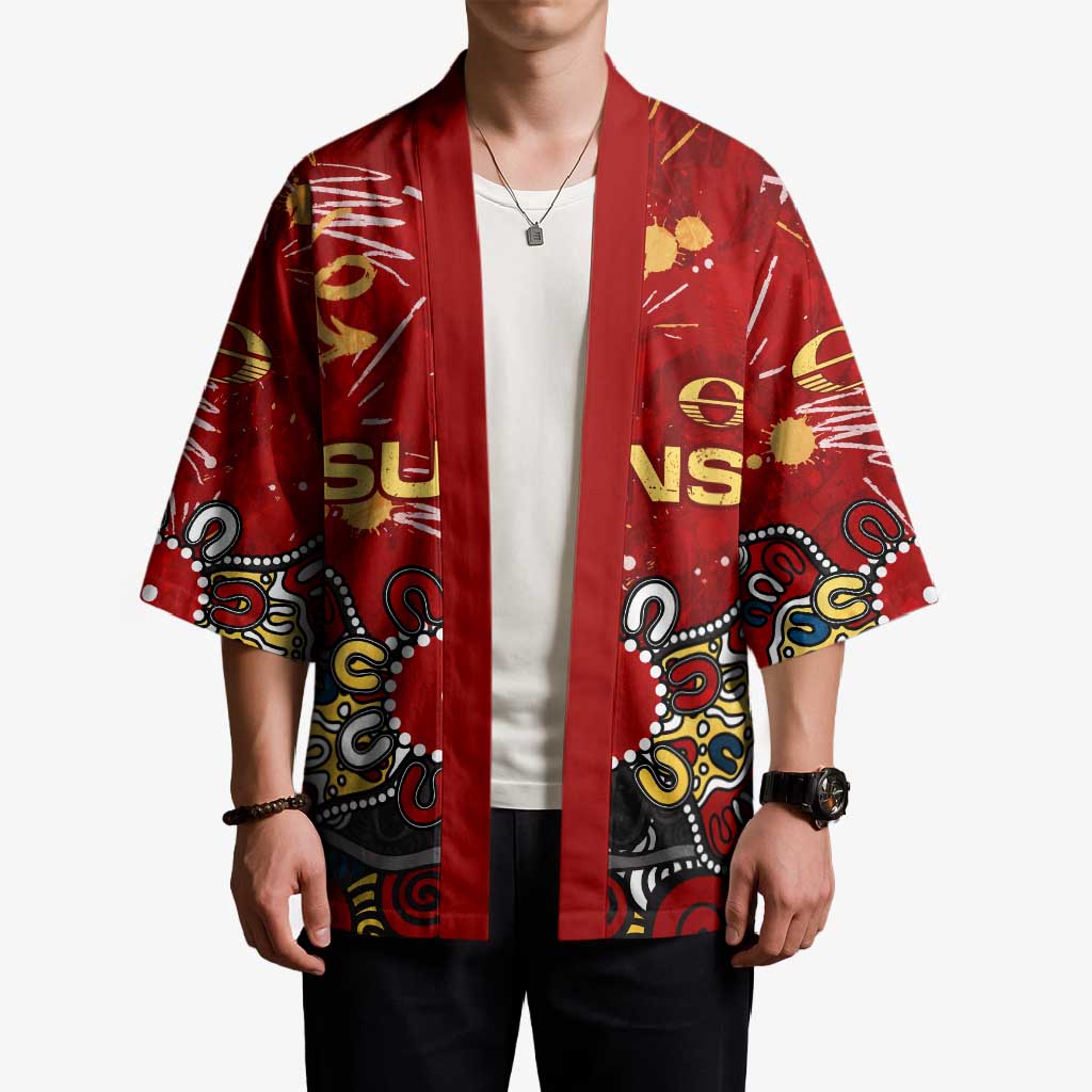 Personalized Gold Coast Suns Kimono Aboriginal Dot Painting Graffiti Style