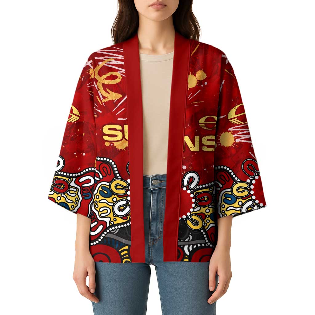 Personalized Gold Coast Suns Kimono Aboriginal Dot Painting Graffiti Style