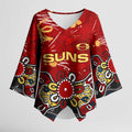 Personalized Gold Coast Suns Kimono Sleeve Blouse Aboriginal Dot Painting Graffiti Style