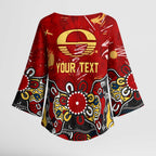 Personalized Gold Coast Suns Kimono Sleeve Blouse Aboriginal Dot Painting Graffiti Style