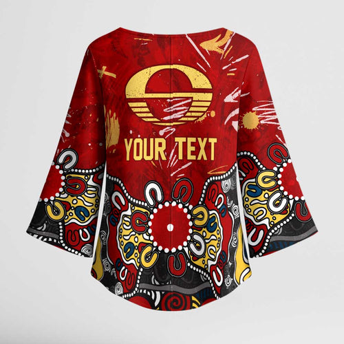 Personalized Gold Coast Suns Kimono Sleeve Blouse Aboriginal Dot Painting Graffiti Style