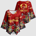 Personalized Gold Coast Suns Kimono Sleeve Blouse Aboriginal Dot Painting Graffiti Style