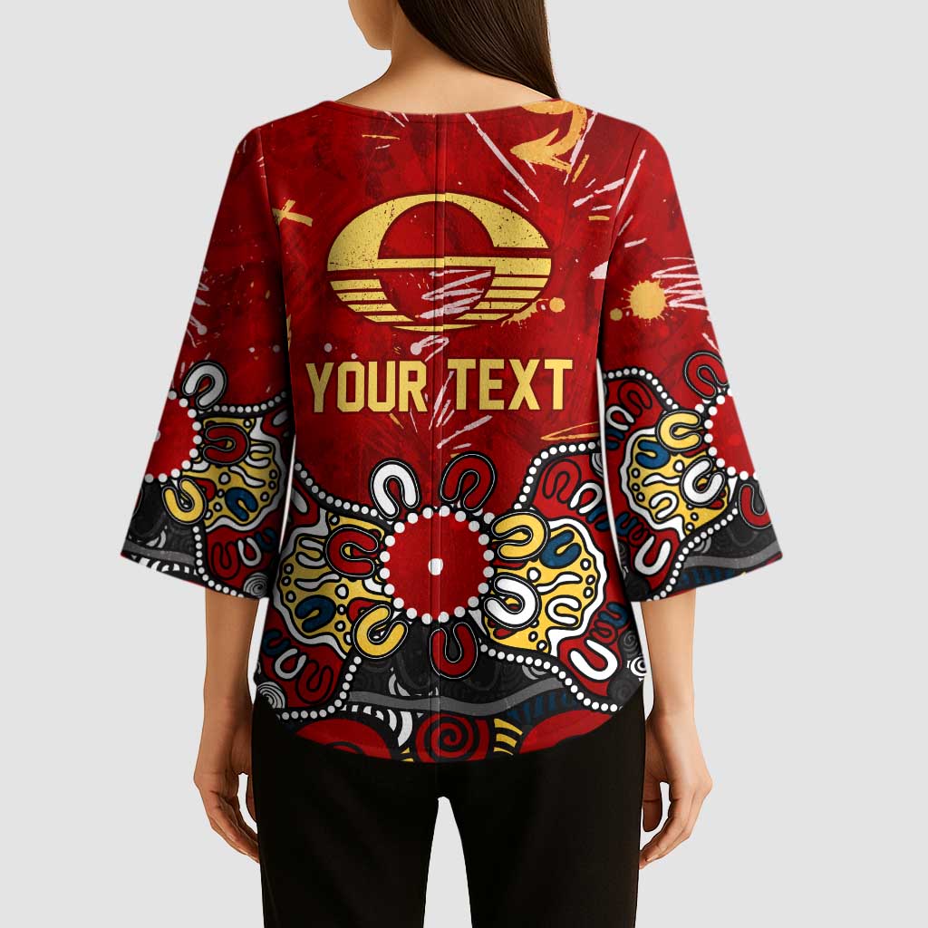 Personalized Gold Coast Suns Kimono Sleeve Blouse Aboriginal Dot Painting Graffiti Style