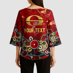 Personalized Gold Coast Suns Kimono Sleeve Blouse Aboriginal Dot Painting Graffiti Style