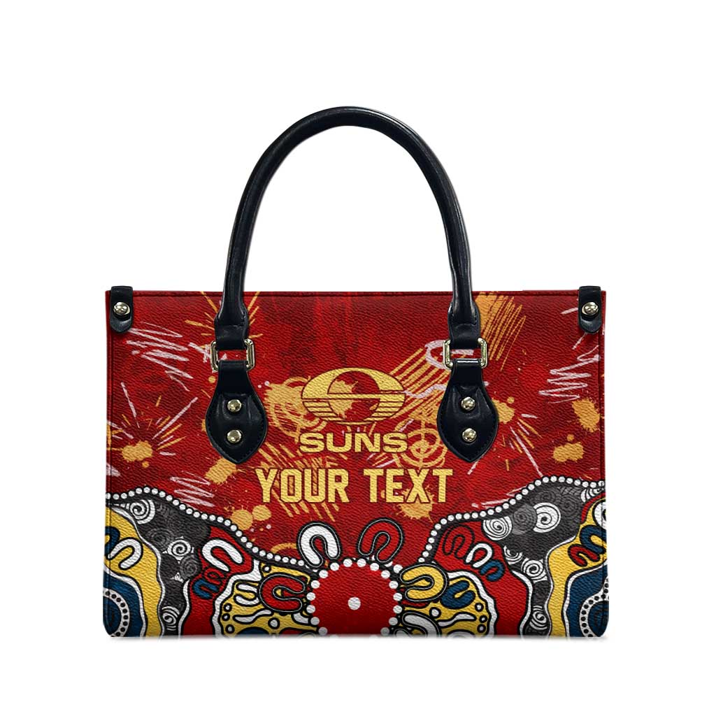 Personalized Gold Coast Suns Leather Bag Aboriginal Dot Painting Graffiti Style