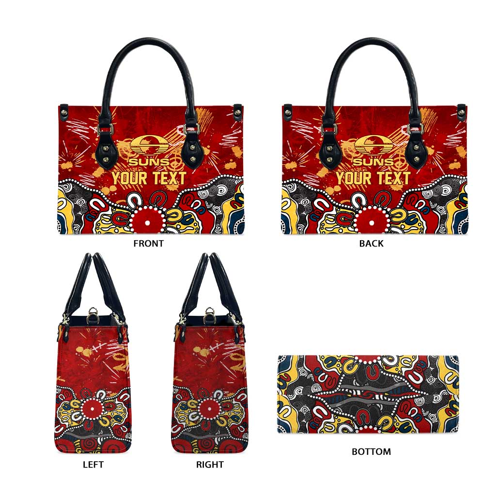 Personalized Gold Coast Suns Leather Bag Aboriginal Dot Painting Graffiti Style