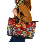 Personalized Gold Coast Suns Leather Tote Bag Aboriginal Dot Painting Graffiti Style