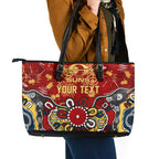 Personalized Gold Coast Suns Leather Tote Bag Aboriginal Dot Painting Graffiti Style