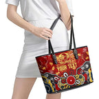 Personalized Gold Coast Suns Leather Tote Bag Aboriginal Dot Painting Graffiti Style