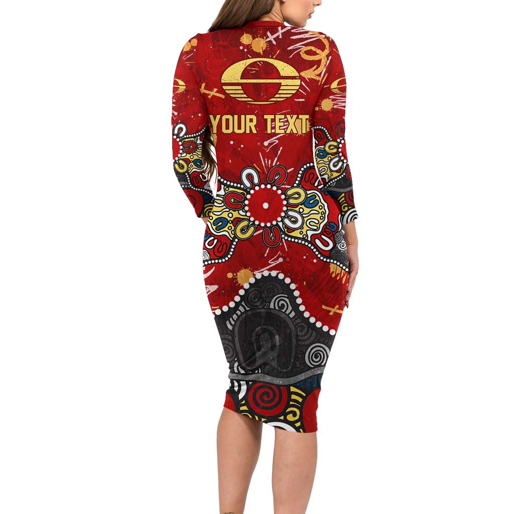 Personalized Gold Coast Suns Long Sleeve Bodycon Dress Aboriginal Dot Painting Graffiti Style